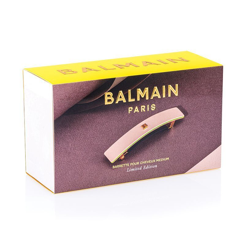 Balmain Hair Заколка-автомат Limited Edition Barrette ручной работы в цвете беж размер М