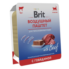 Brit Premium воздушный паштет для кошек для стерилизованных кошек говядина 100г