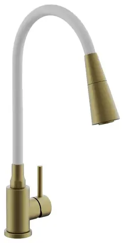 Смеситель для кухни BELZ B74810-5 гибкий излив, нержавеющая сталь, брашированное золото