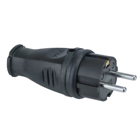 Вилка евро с з/к (Каучуковая прямая), 16А 250В, IP44