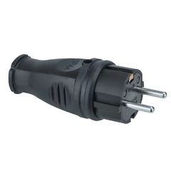 Вилка евро с з/к (Каучуковая прямая), 16А 250В, IP44