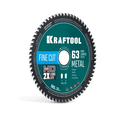 KRAFTOOL Metal Cut 185 х 30 мм, 63Т, диск пильный по металлу и стали (36954-185-30-63)