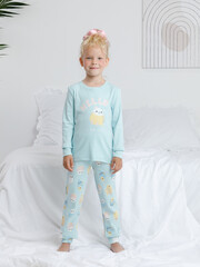 пижама  для девочки  К 1541/морозный шалфей,цв.попугайчики