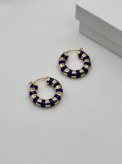 Серьги-конго баранки CELINE с белой эмалью качество lux