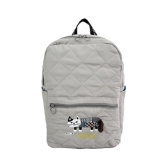 Стеганный рюкзак с кошкой "MATILDASan", серый, 25-8694-1, KUSUGURU