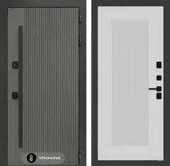 Уличная входная дверь с терморазрывом Термолаб 1 тепло Асфальт с патиной 30 Белый софт рельеф