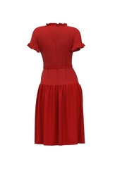 ❀ Гала. Платье из красного льна под пояс PL-421140-01