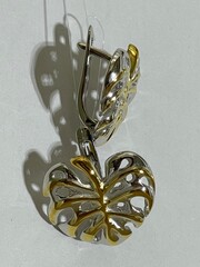 Монстера (серьги из серебра)