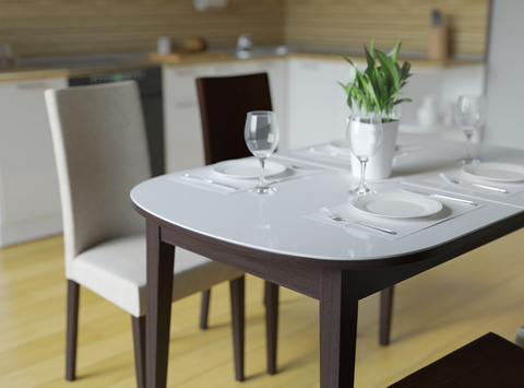 Стол для кухни и гостиной Kenner 1300M обеденный (кухонный), раздвижной, стеклянный, венге - белый глянцевый 80*75*130(170)
