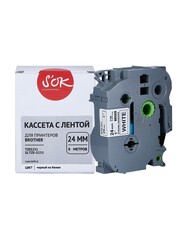 Кассета с лентой S'OK by Sakura Printing TZES251 для Brother P-Touch, черный на белом, 24мм, 8м, наклейка