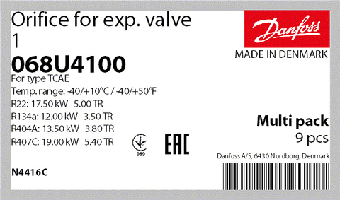 Клапанный узел в сборе Danfoss TCAE 068U4100