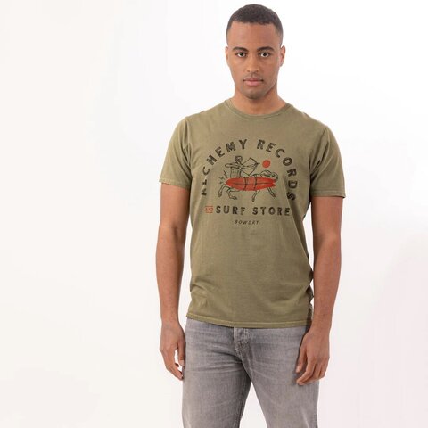 Футболка Bowery NYC "Alchemy Records" Vintage Army Green