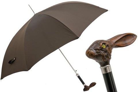 Зонт-трость Pasotti Brown Umbrella with Rabbit Handle, Италия