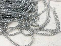 Бусины граненые Рондель, d 4 мм, 1 уп=10 нитей, 1 нить 45 см, серый