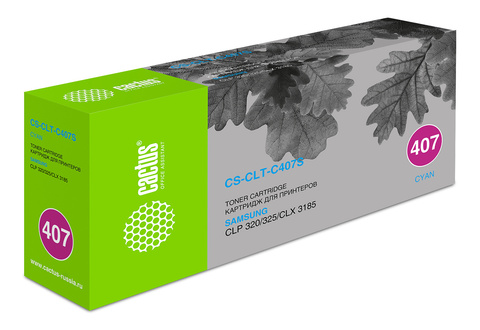 Картридж лазерный Cactus CS-CLT-C407S CLT-C407S голубой (1000стр.) для Samsung CLP320, 320n, 325, CLX3185, 3185n, 3185fn