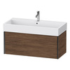 Duravit XViu Тумба подвесная 397x984x454мм, для раковины #235010, 1 ящик, цвет: walnut dark/черный матовый XV42370B221