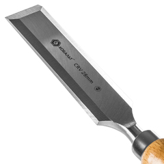 Стамеска плоская КОБАЛЬТ 28 х 140 мм, CR-V, деревянная рукоятка (1 шт.)  подвес (245-817)