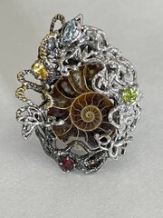 Аммонит  (кольцо из серебра)