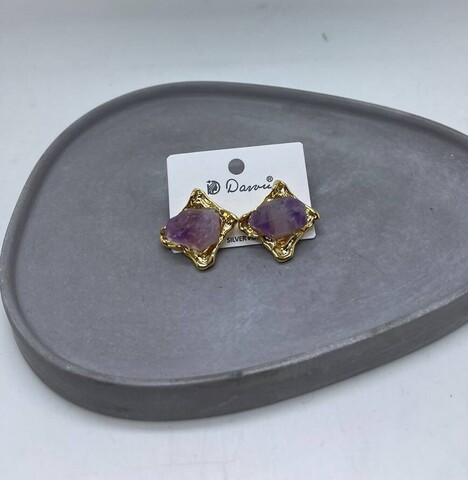 Серьги с аметистом квадратные