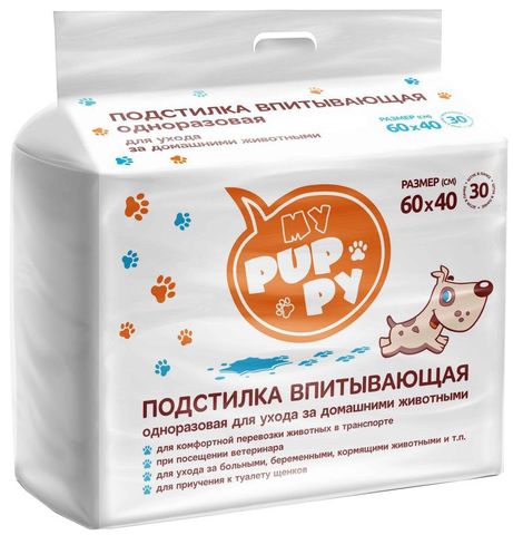 Petmil My Puppy Пеленка-туалет 30 шт подстилка впитывающая 60х40 см
