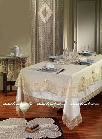 Набор скатертей 2шт 190х290 и 12 салфеток Gamba 1312 Panna сливочный