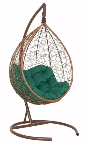Подвесное кресло-кокон SEVILLA RELAX горячий шоколад, зеленая подушка (Laura Outdoor)