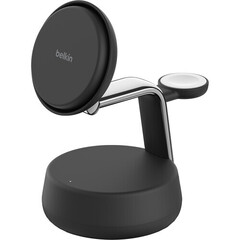 Беспроводная зарядка Belkin Ultracharge Pro Qi2 25W 3-in-1 Magnetic Charging Stand, угольный черный