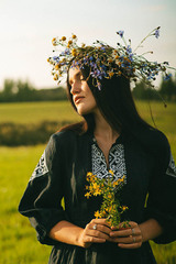 Ванда. Платье льняное миди с вышивкой в этностиле PL-421196