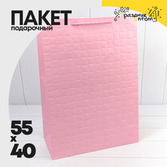 
          Пакет подарочный 40х55х20см Фигуры и узоры "Квадраты" (Розовый)