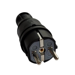 Вилка евро с з/к (Каучуковая прямая), 16А 250В, IP44