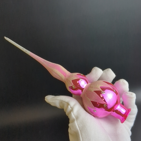 Ёлочная игрушка пика, верхушка на ёлку, шикарная, стекло, 21 см, роспись ручная, винтаж СССР 1970-1980 гг