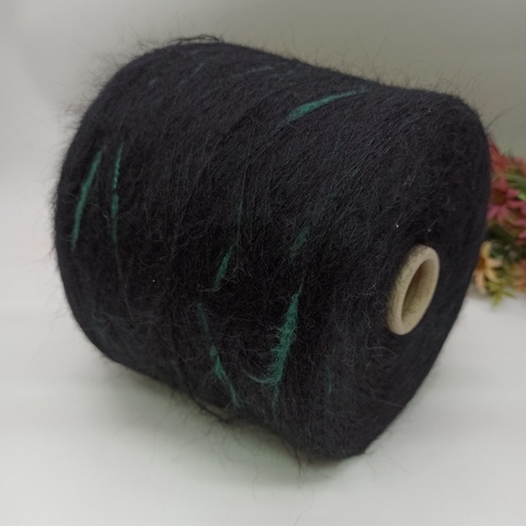 Кид мохер арт Galles фабрика Ilaria 1000м/100гр Черный с зеленым 8