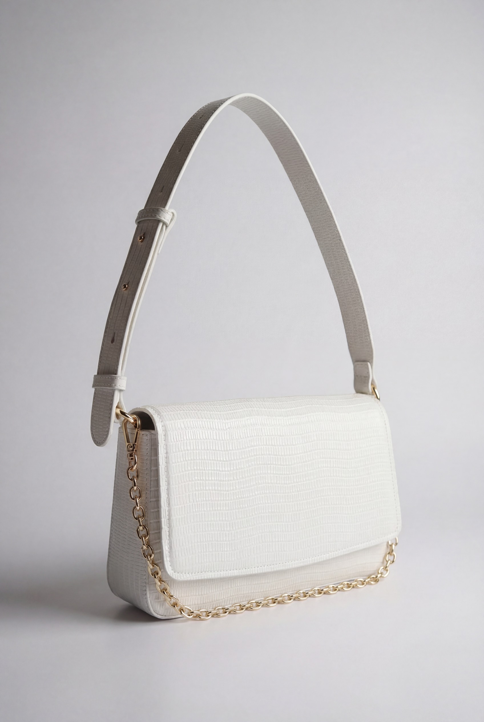 Сумка-кроссбоди из кожи под рептилию, белый