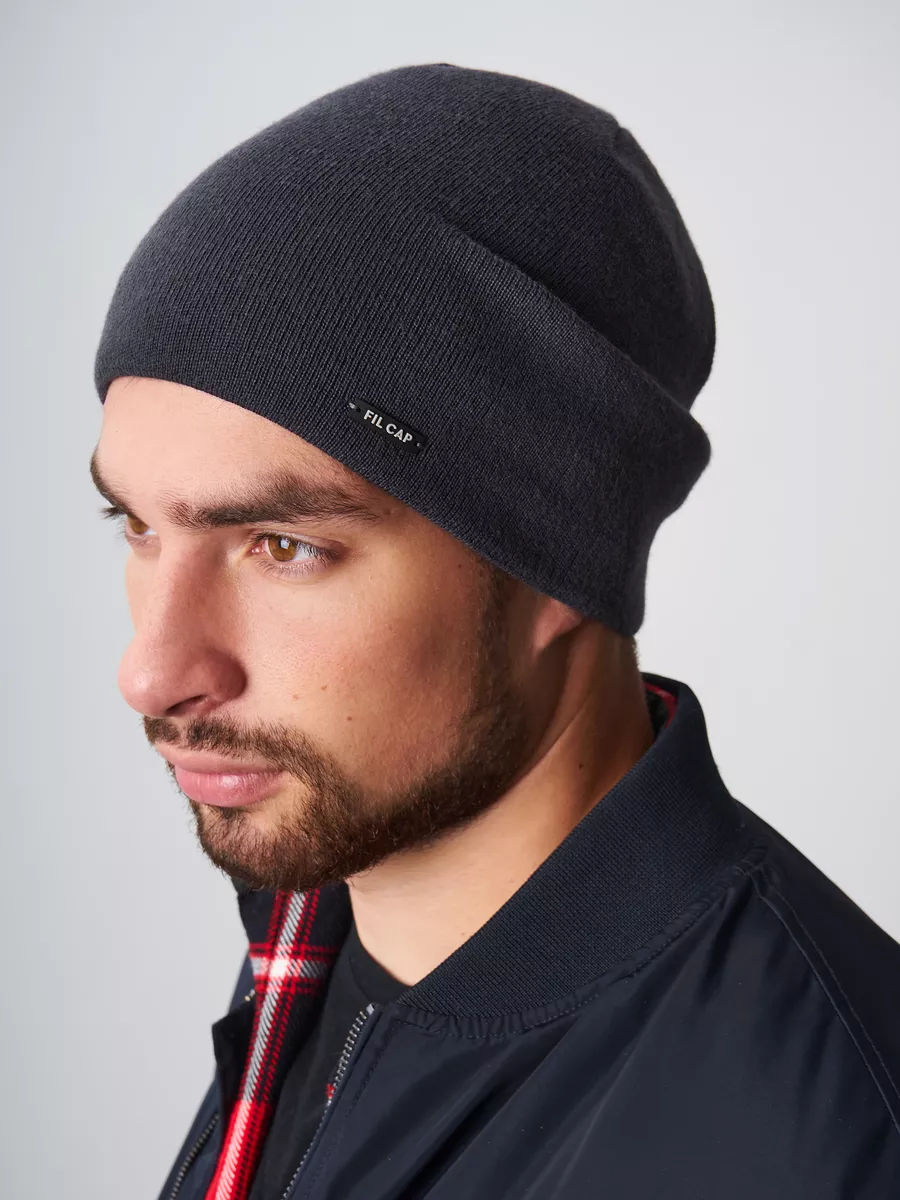 Шапка зимняя на флисе бини вязаная осень