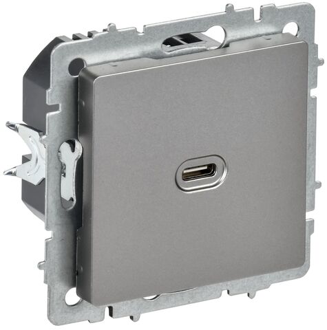 BRITE Роз. USB C 65Вт высокоскор. зар. РЮ12-1-БрС сталь IEK