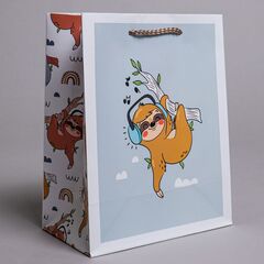 Пакет подарочный S вертикальный, Зверята, МИКС, 18*23*10 см (Д*В*Ш)