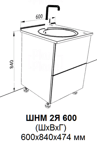 Кухня Техно шкаф нижний мойка 2 ящика 600