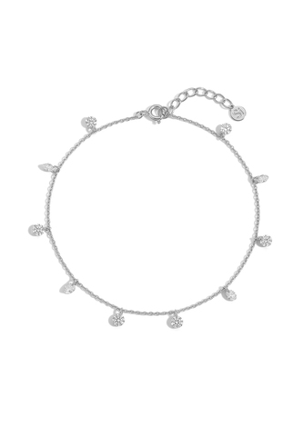 Браслет на ногу из серебра с открытыми фианитами