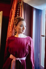 Анна. Платье льняное с вышивкой под пояс PL-422617