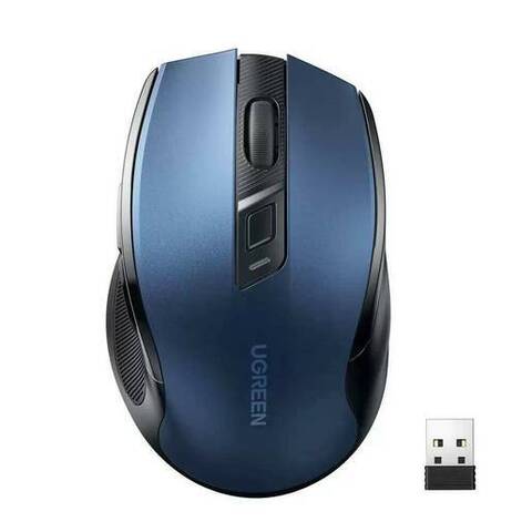 Мышка UGREEN Ergonomic Wireless Mouse 2,4G 4000DPI Тихая MU006, синий