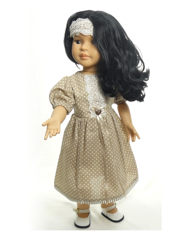 Платье хлопок с кружевом - на кукле. Одежда для кукол, пупсов и мягких игрушек.