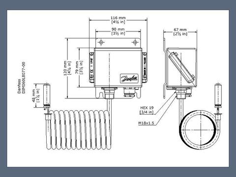 Термостат регулируемый KPS79 Danfoss 060L314366