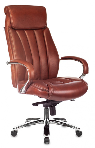 Кресло руководителя Бюрократ T-9922SL светло-коричневый Leather Eichel кожа крестовина металл хром Бюрократ