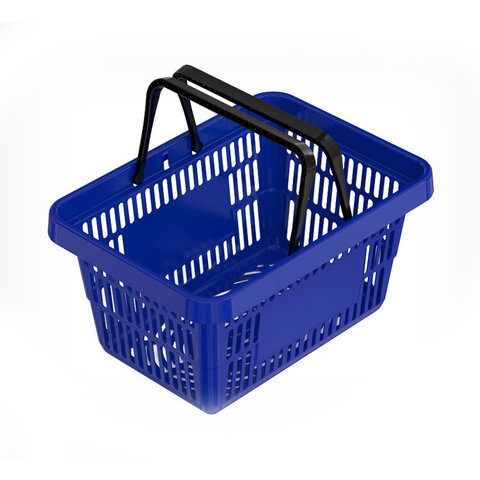 Корзина покупательская пластик. с 2-мя ручками (20 л.), усиленная (синяя)