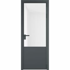Алюминиевая дверь 19AG серая ночь остеклённая