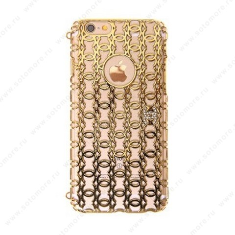 Накладка Chanel пластиковая для Apple iPhone 6s/ 6 резная золото