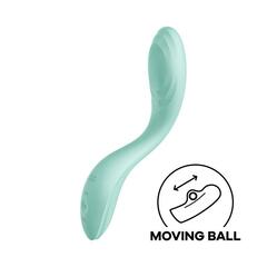 Мятный вибромассажер Rrrolling Pleasure с движущимся шариком - 23 см. - 