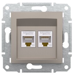 РОЗЕТКА КОМП С/У 2-ГНЕЗДА RJ45 CAT5E МЕХ БРОНЗА ASFORA /SCHNEIDER/
