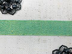 Лента парча, ш. 2,5 см, зелёный