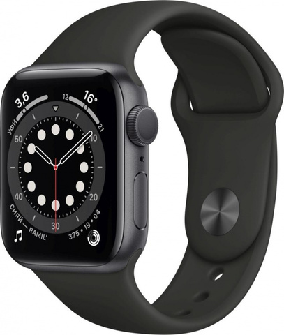 Умные часы Apple Watch Series 6, 40 мм, корпус из алюминия цвета «серый космос», спортивный ремешок